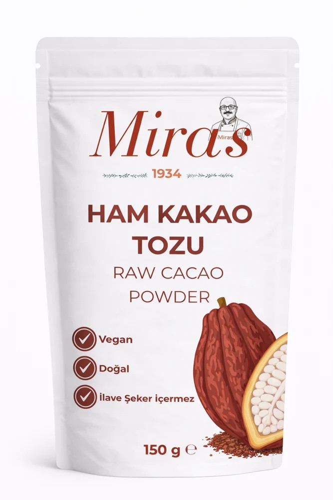 Miras 1934 Ham Kakao Tozu 150 g ambalajı