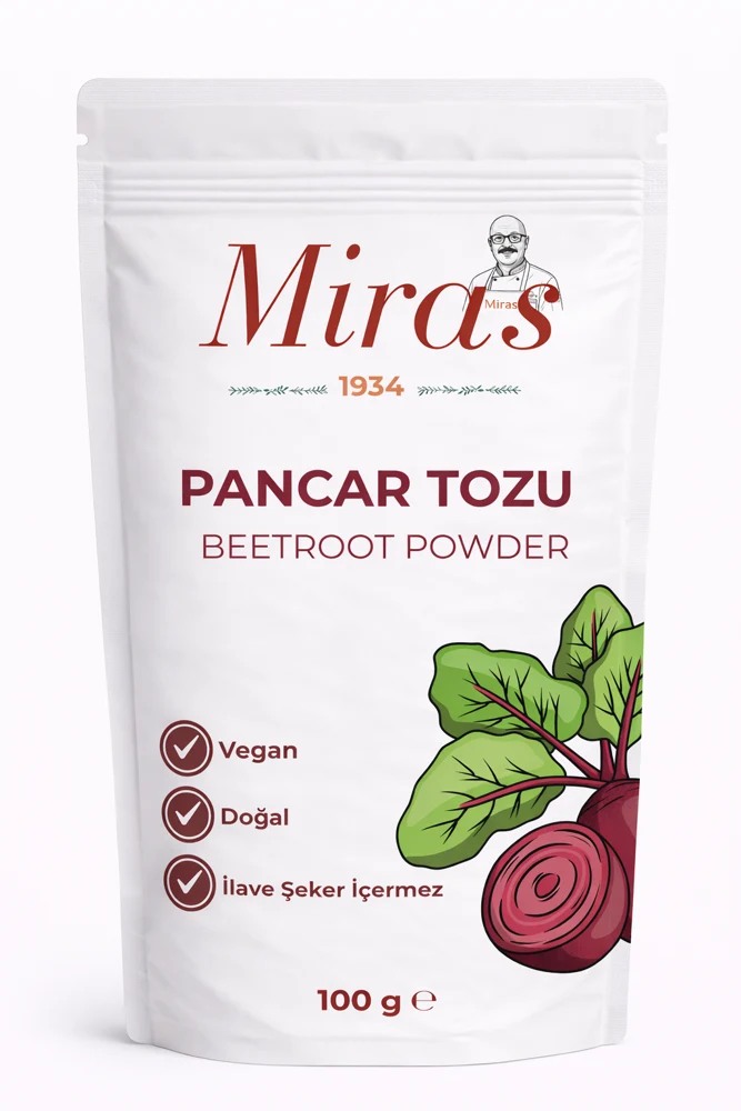 Miras 1934 Pancar Tozu ambalajı, sebze tozları ürün grubundan